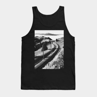 Cogwheel Rail Track on Mount Rigi With Swiss Alps in Black and White Tank Top